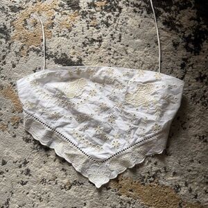 NWT Zara White Bandana Eyelet Top